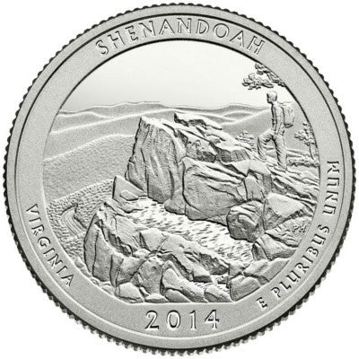 Estados Unidos de América. 2014(P). Quarter Dollar (SC) Shenandoah