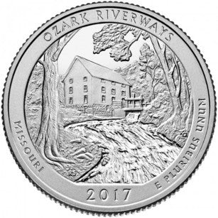 Estados Unidos de América. 2017(P). Quarter Dollar (SC) Ozark Riverways