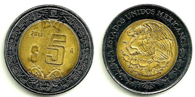 (605) Estados Unidos Mexicanos. 2012. 5 Pesos (MBC+)