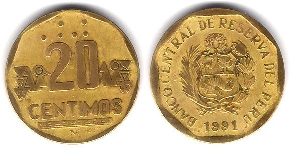 (306.1) Perú. 1991. 20 Céntimos (BC)