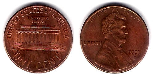 (201) Estados Unidos de América. 2003(D). 1 Cent (BC)