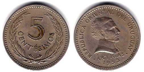 (34) Uruguay. 1953. 5 Centesimos (MBC+)
