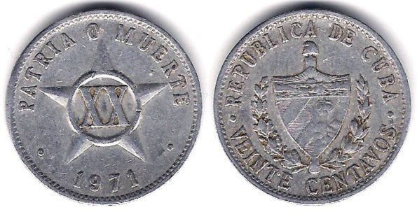 (35.1) Cuba. 1971. 20 Centavos (MBC)
