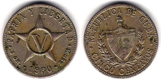 (11.3) Cuba. 1960. 5 Centavos (BC)