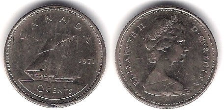 (77.1) Canadá. 1971. 10 Cents (MBC)