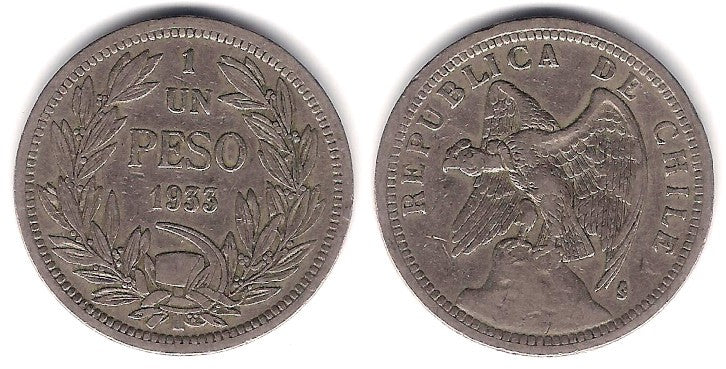 (176.1) Chile. 1933. 1 Peso (MBC)