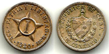 (9.1) Cuba. 1920. 1 Centavo (BC+)