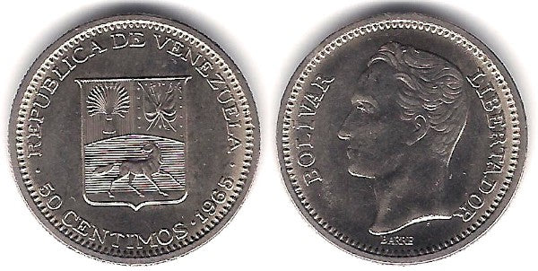 (Y41) Venezuela. 1965. 50 Céntimos (SC)