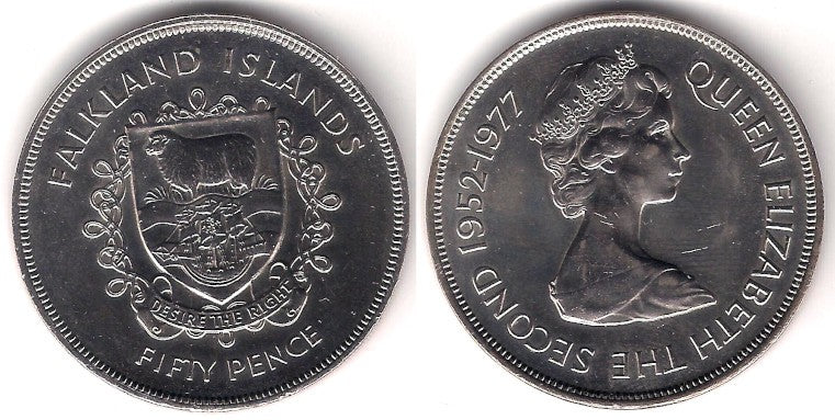 (10) Islas Malvinas. 1977. 50 Pence (SC)