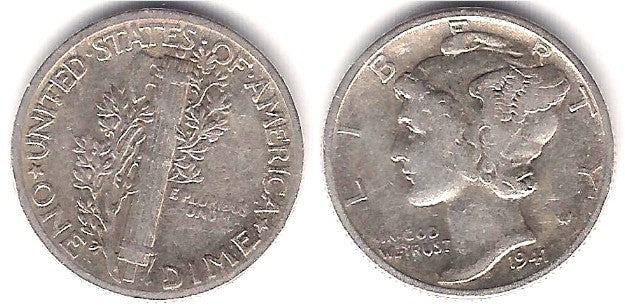 (140) Estados Unidos de América. 1941. 1 Dime (MBC) (Plata)