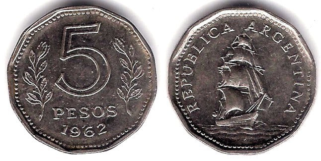 (59) Argentina. 1962. 5 Pesos (MBC)