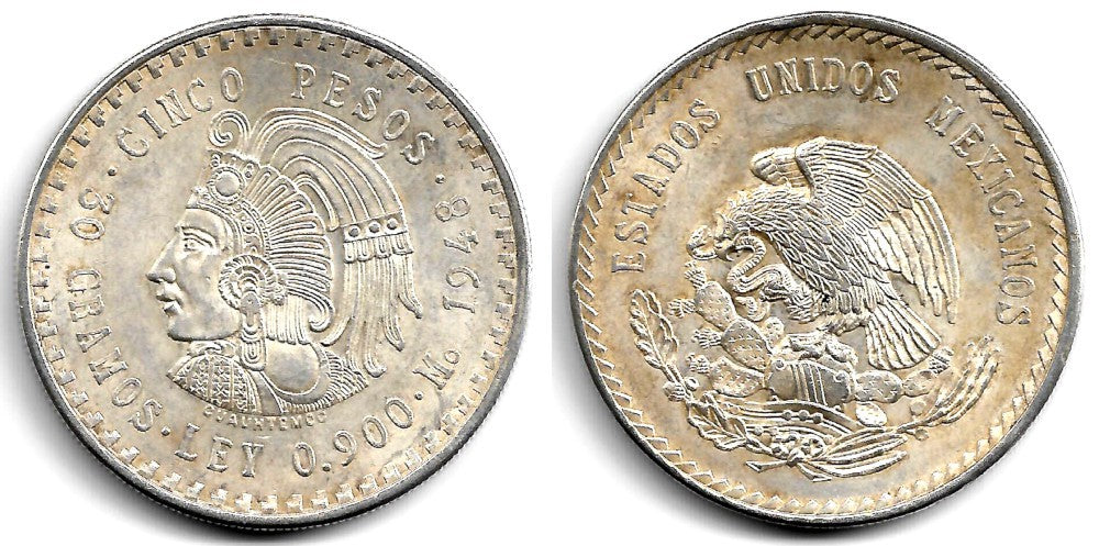 (465) Estados Unidos Mexicanos. 1948. 5 Pesos (EBC) (Plata)