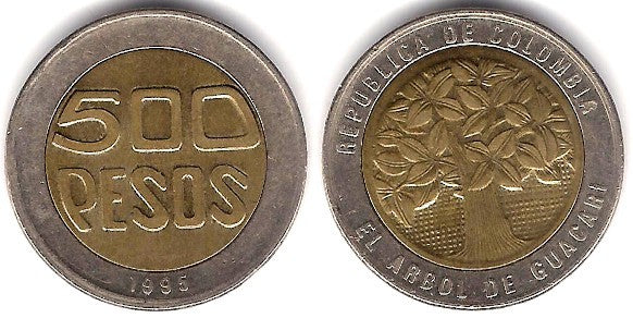 (286) Colombia. 1995. 500 Pesos (MBC)