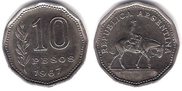 (60) Argentina. 1967. 10 Pesos (MBC)