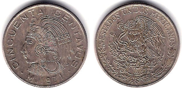 (452) Estados Unidos Mexicanos. 1971. 50 Centavos (MBC)