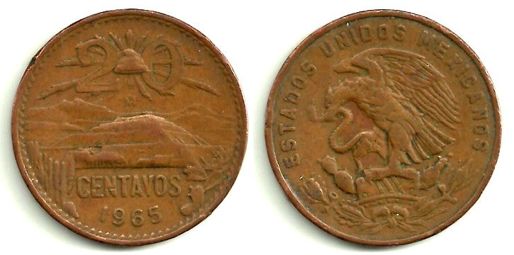 Estados Unidos Mexicanos. 1965. 20 Centavos (BC)