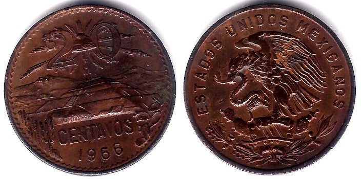 (440) Estados Unidos Mexicanos. 1966. 20 Centavos (MBC)