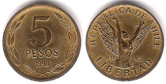 (217.2) Chile. 1990. 5 Pesos (MBC)