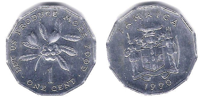 (64) Jamaica. 1990. 1 Cent (SC)