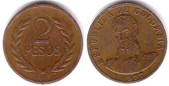 (263) Colombia. 1977. 2 Pesos (MBC)