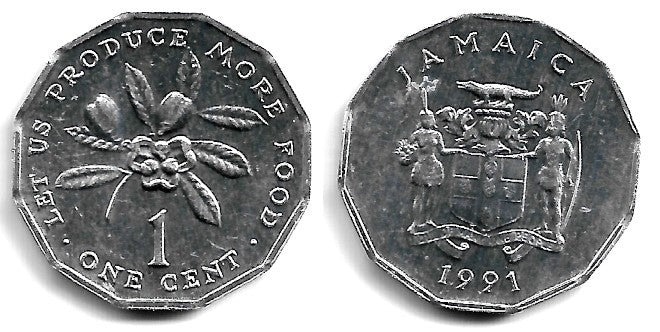 (64) Jamaica. 1991. 1 Cent (EBC)