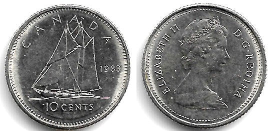 (77.2) Canadá. 1983. 10 Cents (EBC)