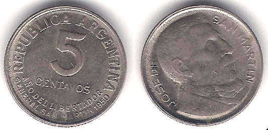 (43) Argentina. 1950. 5 Centavos (MBC+)