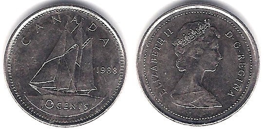(77.2) Canadá. 1988. 10 Cents (EBC)