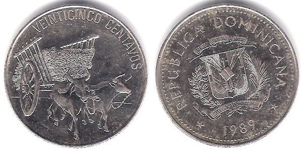 (71.1) República Dominicana. 1989. 25 Centavos (MBC)