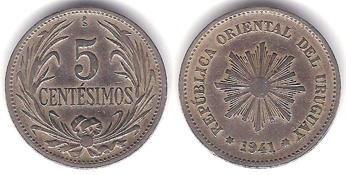 (21) Uruguay. 1941. 5 Centesimos (MBC)