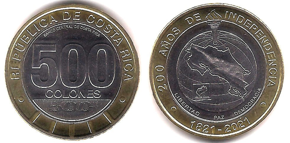 Costa Rica. 2021. 500 Colones (SC)