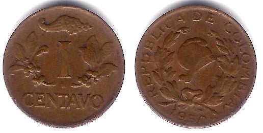 (205) Colombia. 1950. 1 Centavo (BC+)