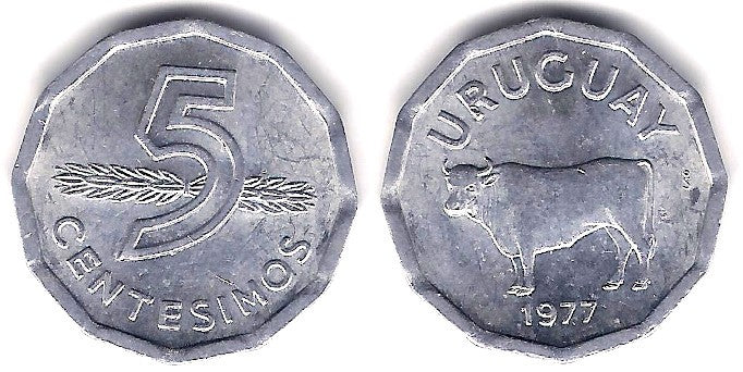 (73) Uruguay. 1977. 5 Centesimos (EBC-)
