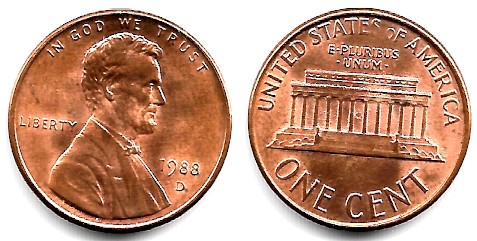 (201b) Estados Unidos de América. 1988(D). 1 Cent (EBC)
