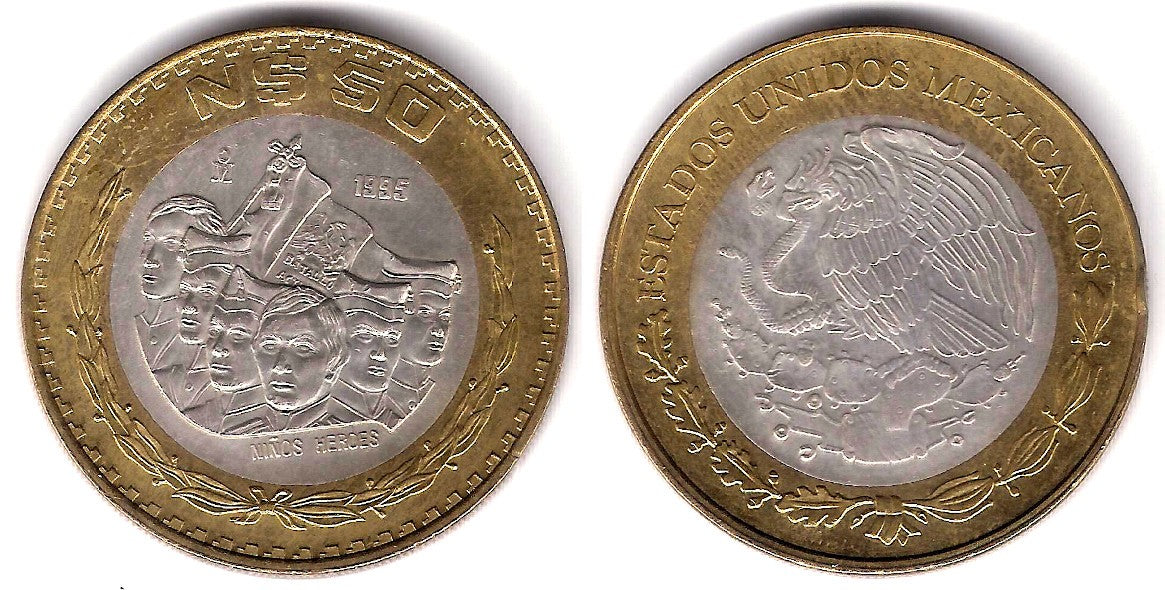 (571) Estados Unidos Mexicanos. 1995. 50 Nuevos Pesos (MBC+) (Plata)