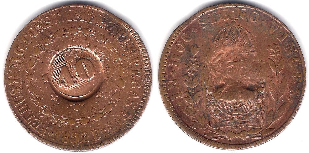 (446) Brasil. 1835(1832R). 40 Reis sobre 80 Reis (MBC-)