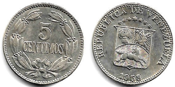 (Y38.1) Venezuela. 1958. 5 Céntimos (EBC)
