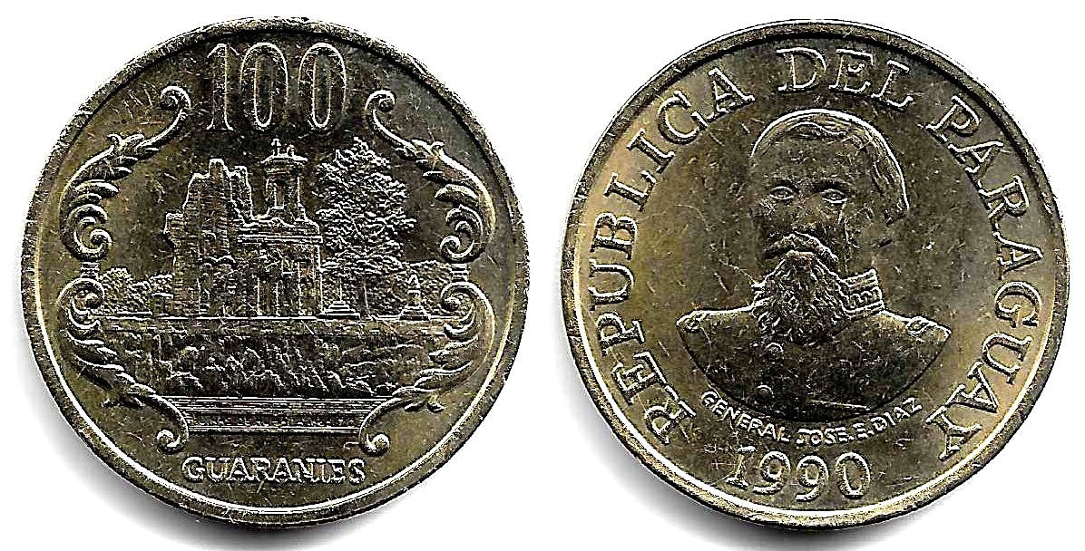 (177) Paraguay. 1990. 100 Guaranies (EBC)