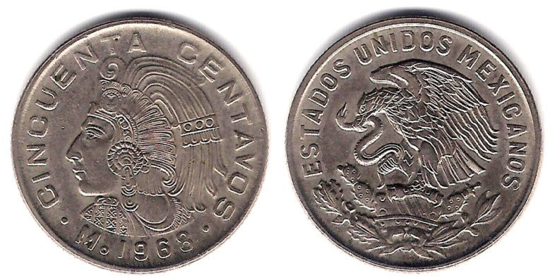 (451) Estados Unidos Mexicanos. 1968. 50 Centavos (EBC+)