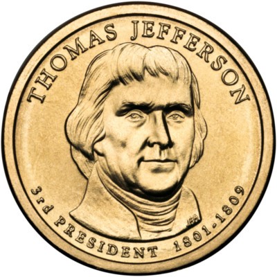 (403) Estados Unidos de América. 2007(P). 1 Dollar (SC) Thomas Jefferson