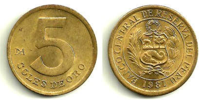 (271) Perú. 1981. 5 Soles de Oro (SC)