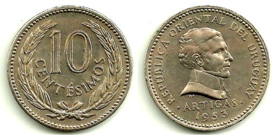 (35) Uruguay. 1953. 10 Centesimos (EBC+)