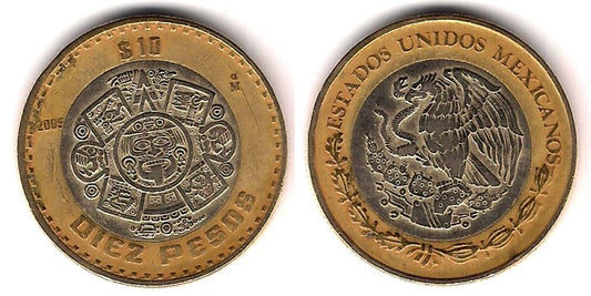 (616) Estados Unidos Mexicanos. 2005. 10 Pesos (BC+)