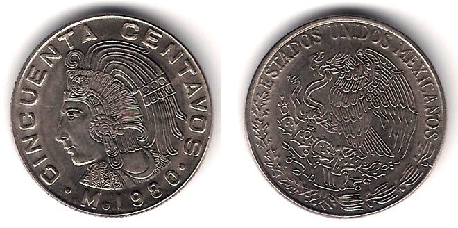 (452) Estados Unidos Mexicanos. 1980. 50 Centavos (SC)