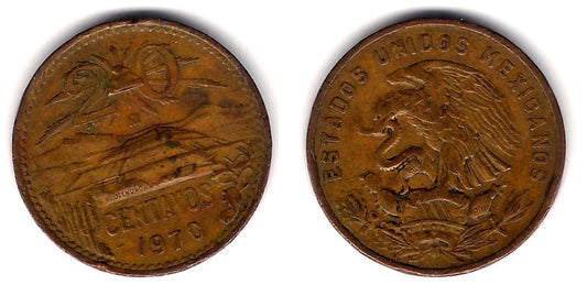 (440) Estados Unidos Mexicanos. 1970. 20 Centavos (BC+)