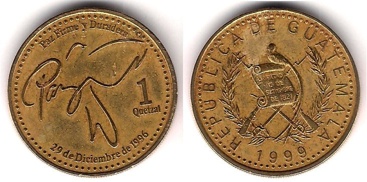 (284) Guatemala. 1999. 1 Quetzal (BC)