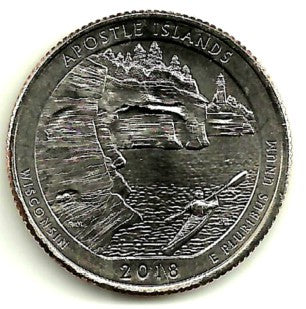 Estados Unidos de América. 2018(D). Quarter Dollar (SC) Apostle Island