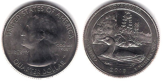 Estados Unidos de América. 2018(P). Quarter Dollar (SC) Voyageurs