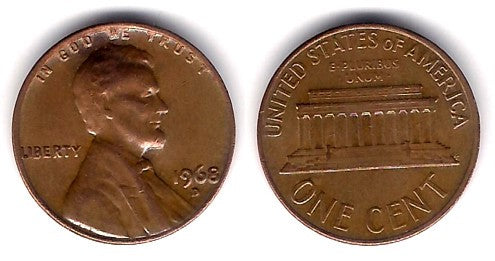 (201) Estados Unidos de América. 1968(D). 1 Cent (BC+)
