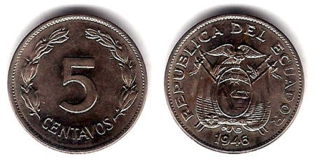 (75b) Ecuador. 1946. 5 Centavos (SC)